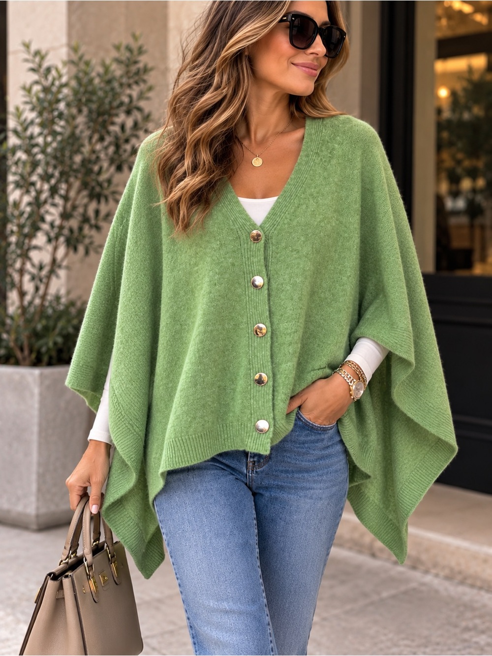 MADE IN ITALY 🇮🇹 OVERSIZED BUTTON FRONT KNIT CARDIGAN CAPE